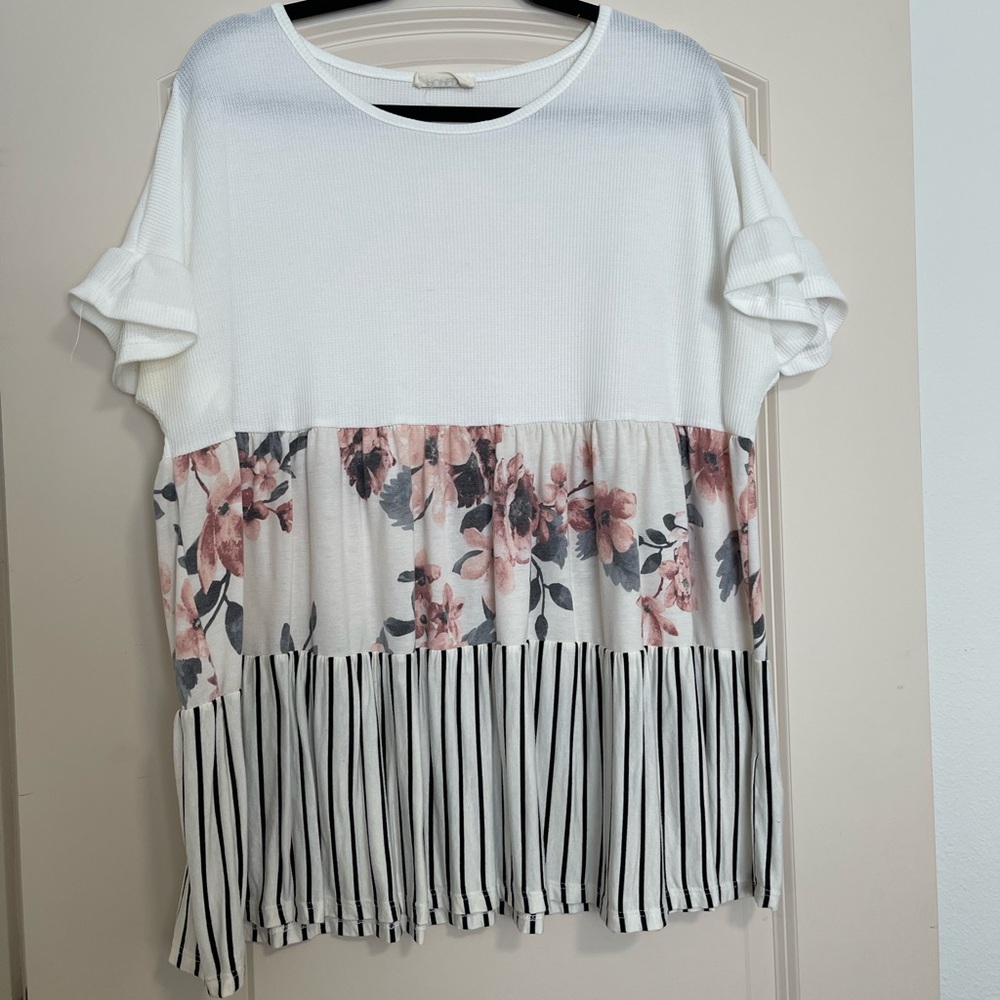 Floral and Striped Women's Top